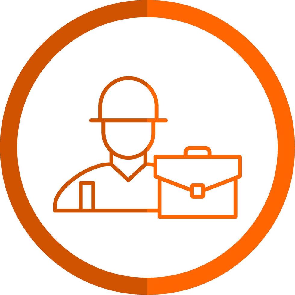 Worker Line Orange Circle Icon vector