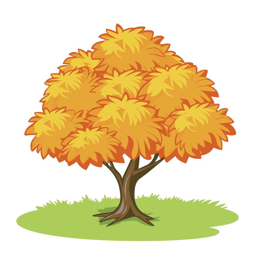 tree with orange color leaves vector