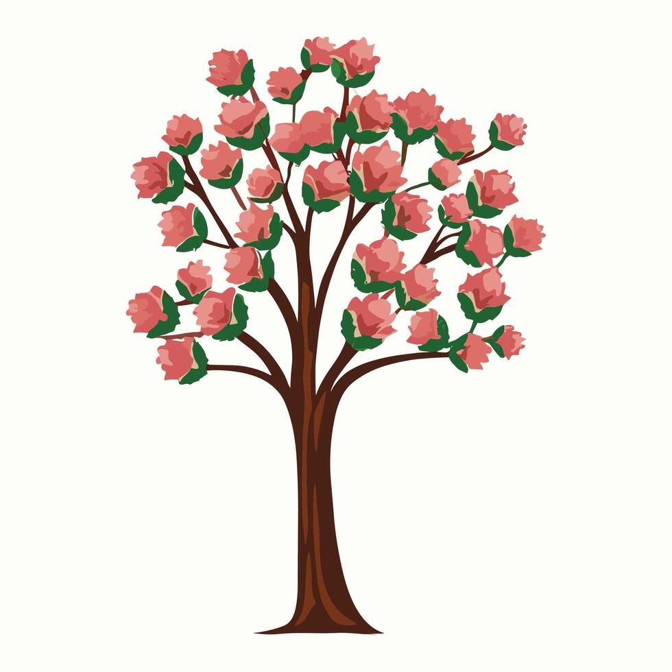 Rosa flores árbol vector