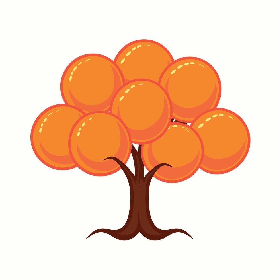 tree with orange color leaves vector