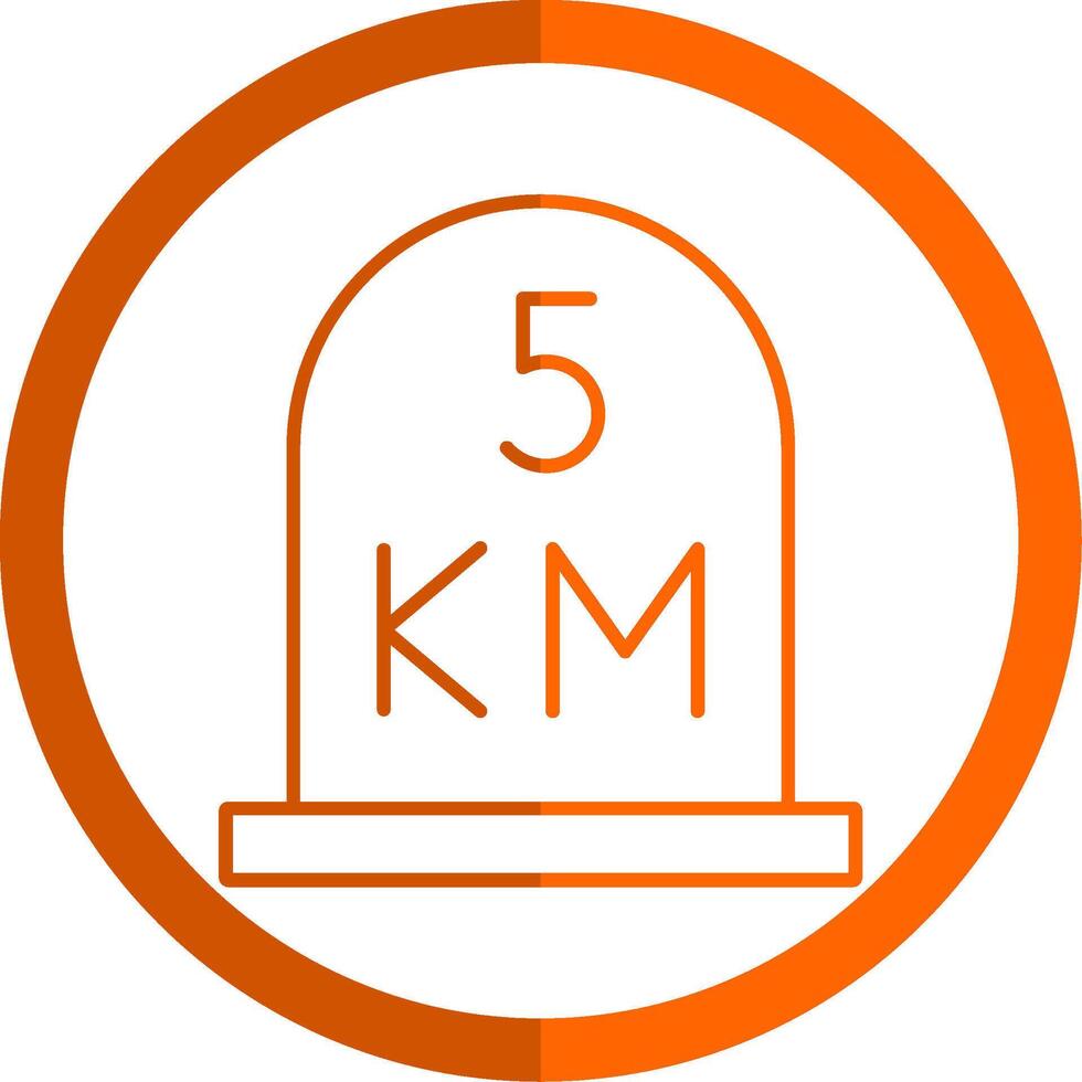 kilometer Line Orange Circle Icon vector