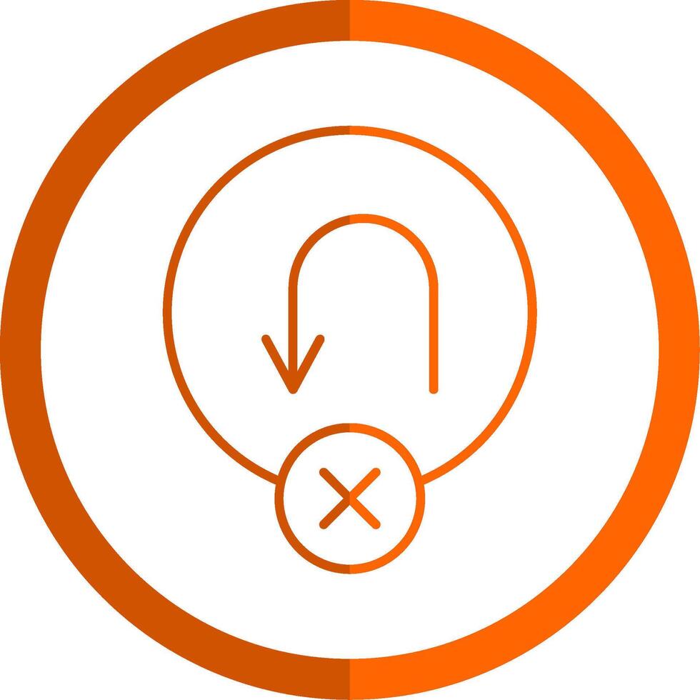 No tu giro línea naranja circulo icono vector