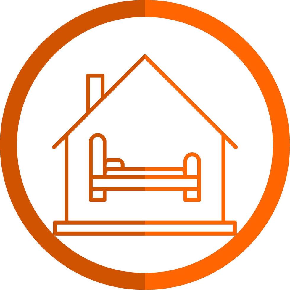 habitación línea naranja circulo icono vector