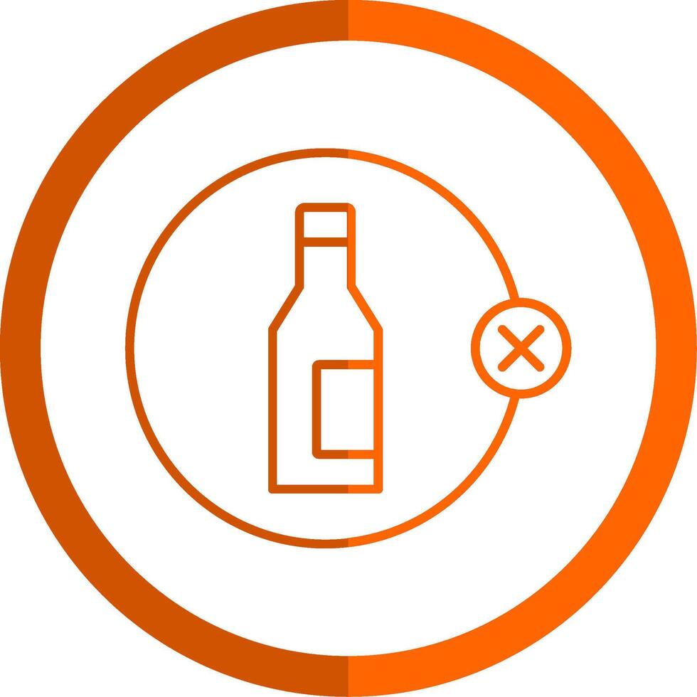 No Alcohol Line Orange Circle Icon vector