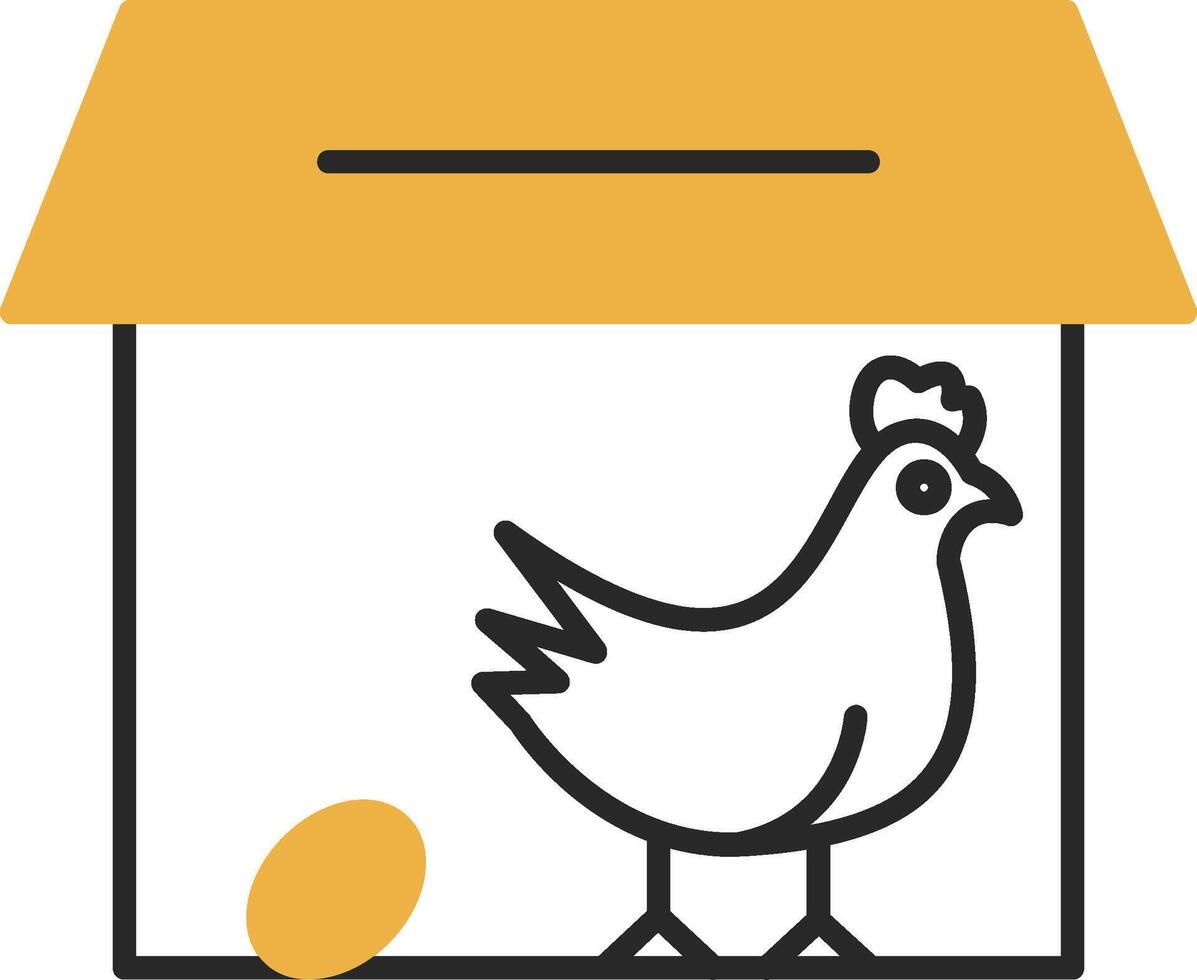 pollo cooperativa desollado lleno icono vector