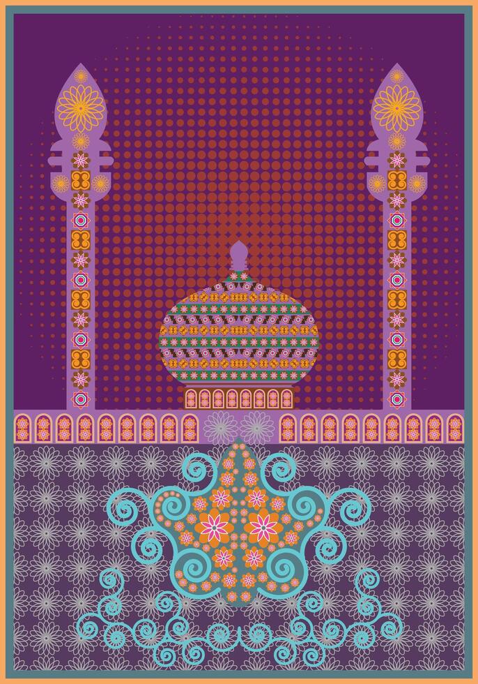 Sajadah carpet prayer islamic pattern for background design vector