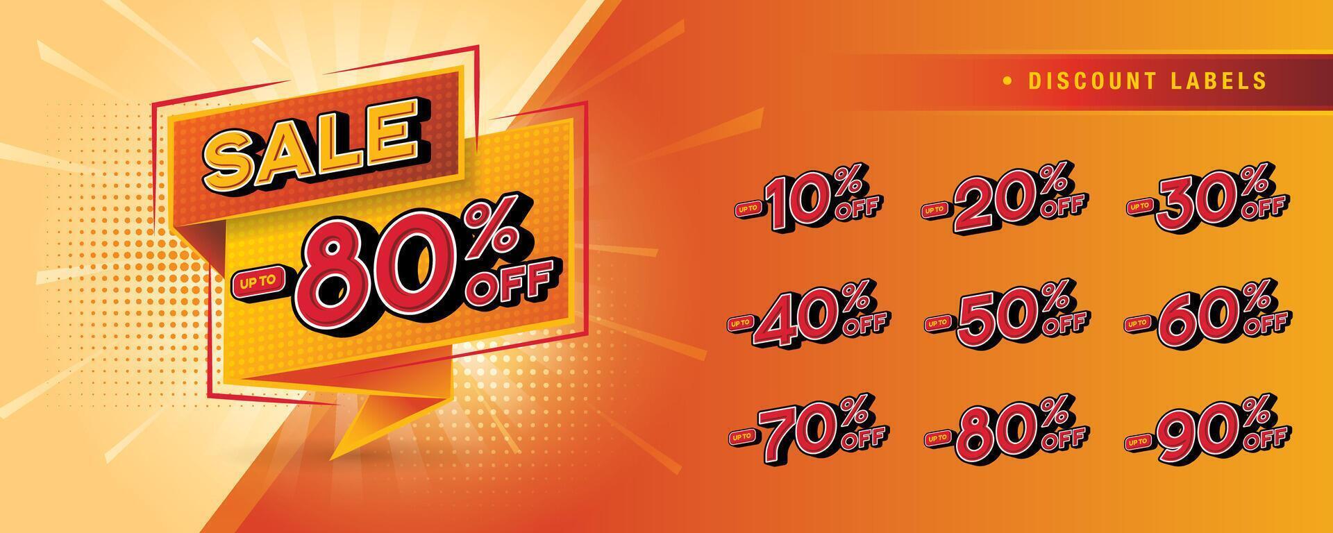 Sale and discount percent labels, Abstract Red Geomatric offer Sale Discount labels set design vector