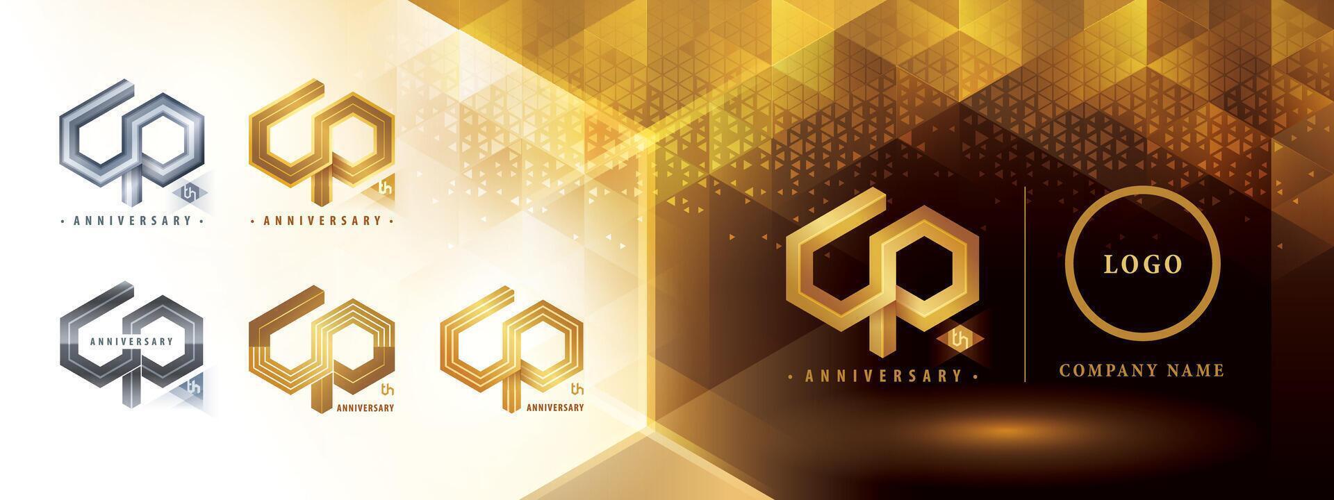 40 aniversario logotipo diseño, cuarenta años aniversario celebracion. resumen hexágono infinito logo, 40 años logo dorado para celebracion evento vector