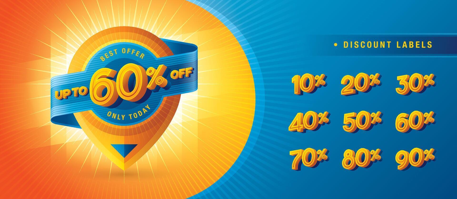 Sale Discount labels set design, Discount tags collection with percentage set, vector