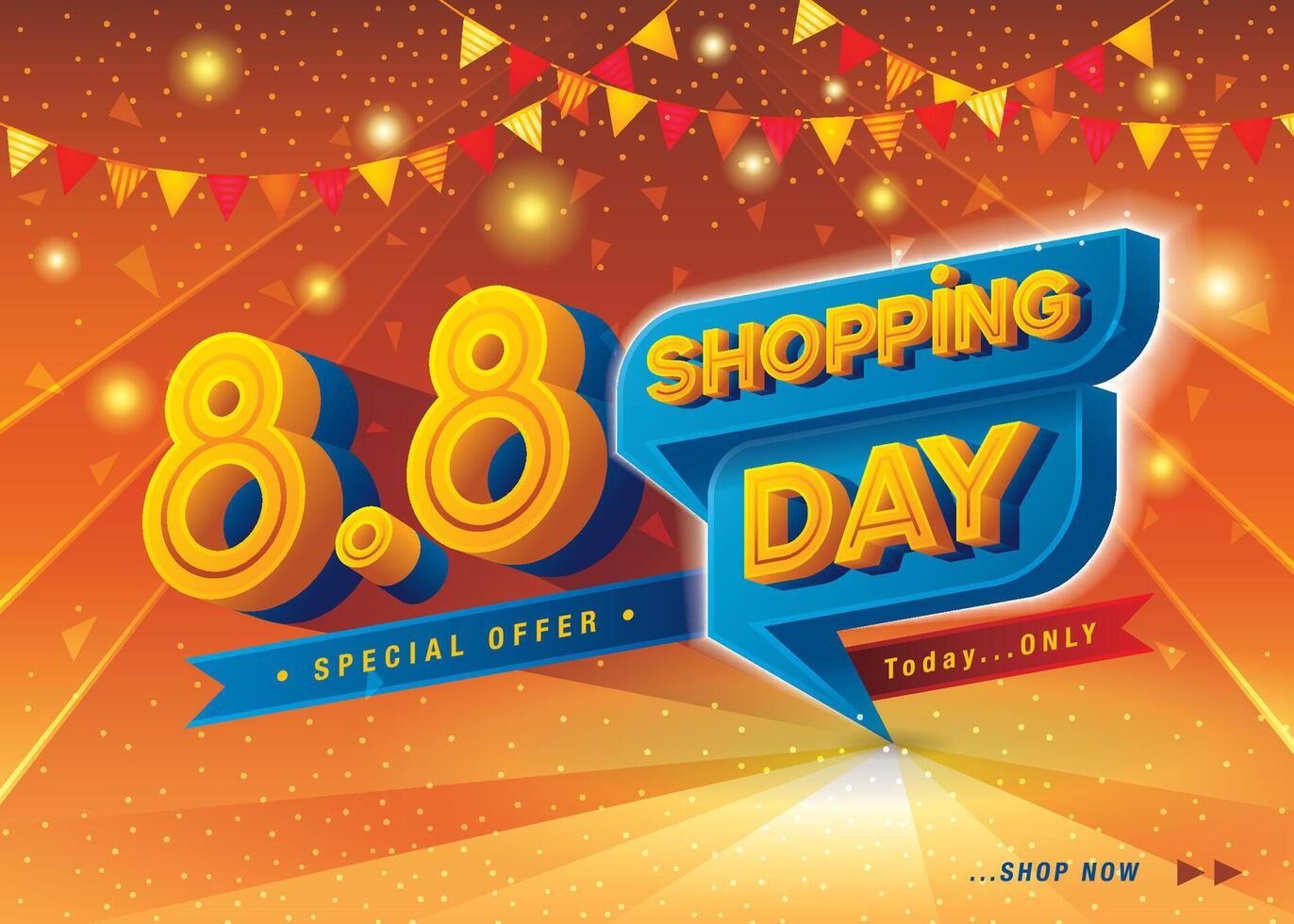 8.8 Shopping Day Sale Banner Template design special offer discount. vector