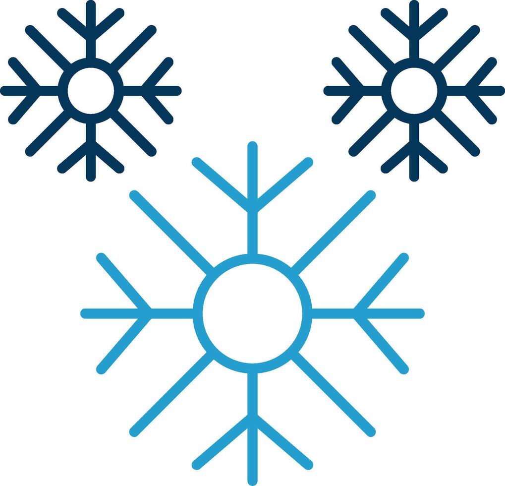 Snowflake Line Blue Two Color Icon vector
