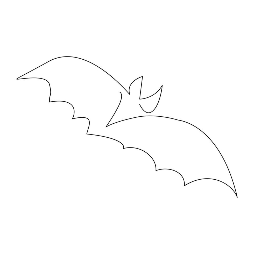 Continuous single line art drawing of cute flying bat for outline vector