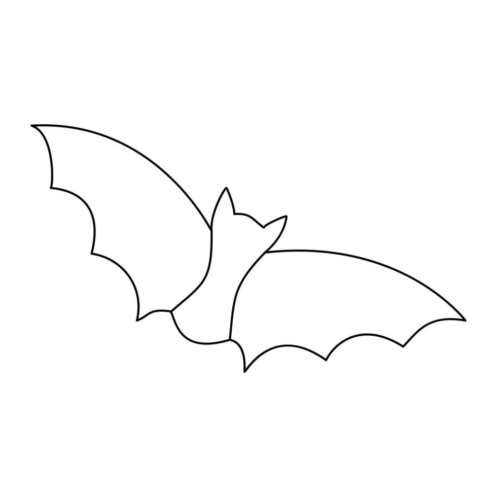 Continuous single line art drawing of cute flying bat for outline vector