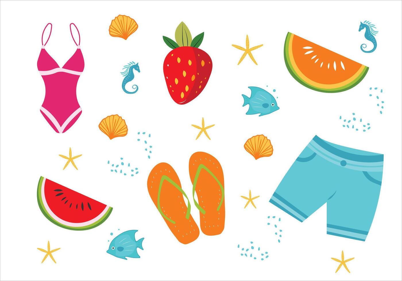 Summer set, swim wear vector