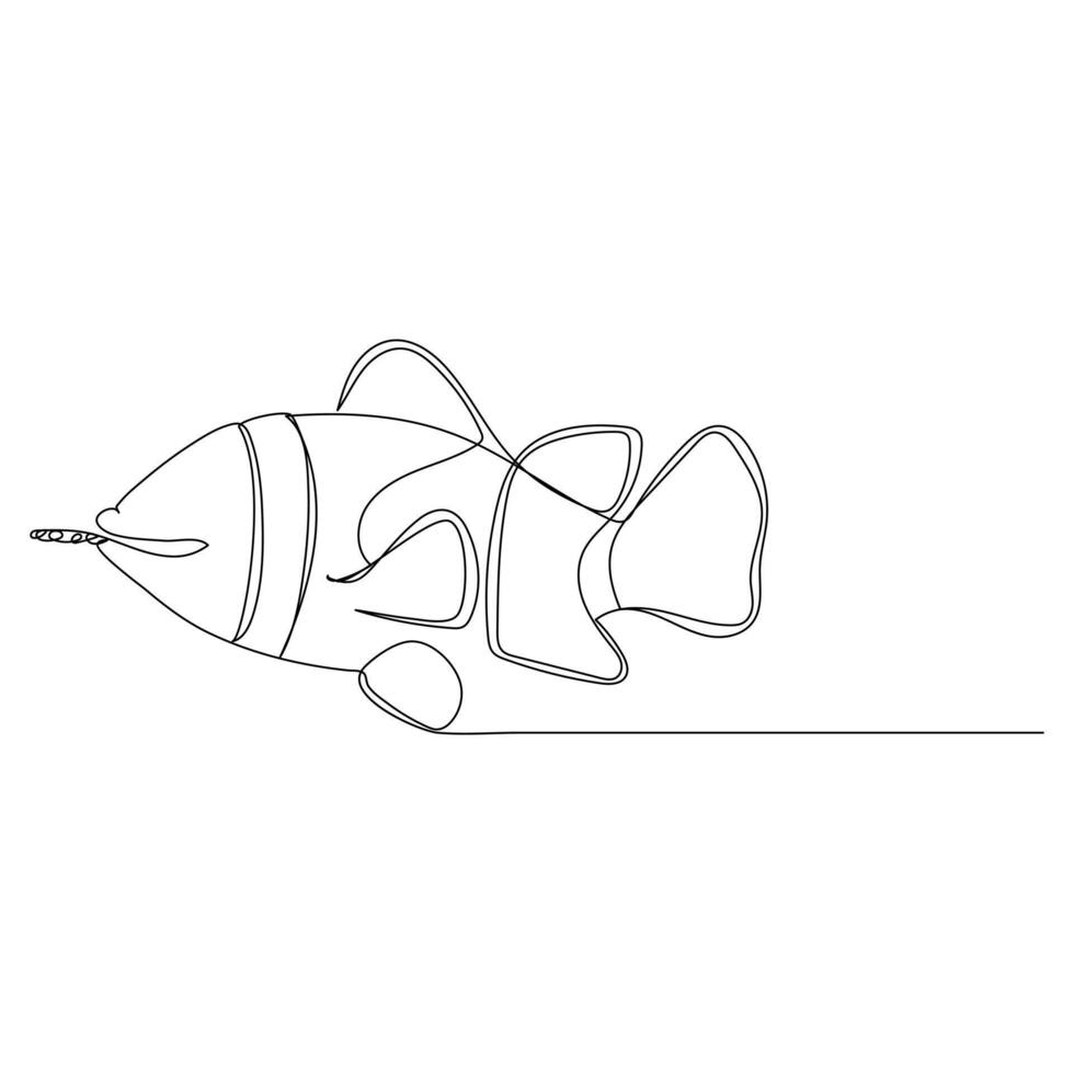 Continuous single one line drawing of fish simple clown fish International world Oceans day vector