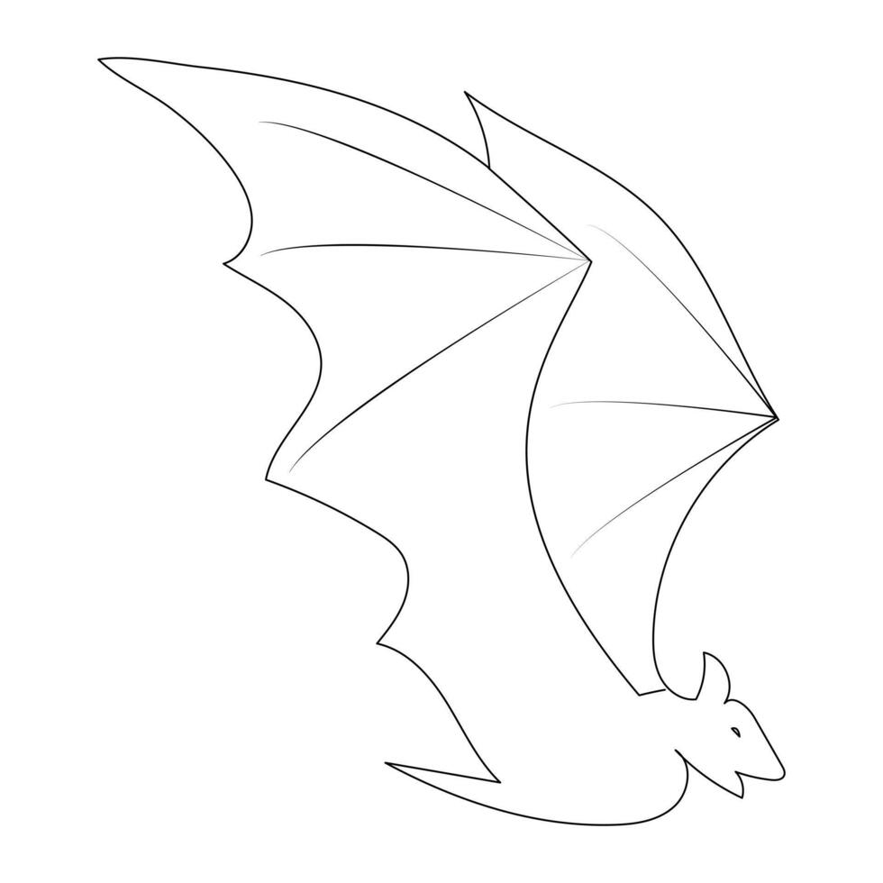 Continuous single line art drawing of cute flying bat for outline vector