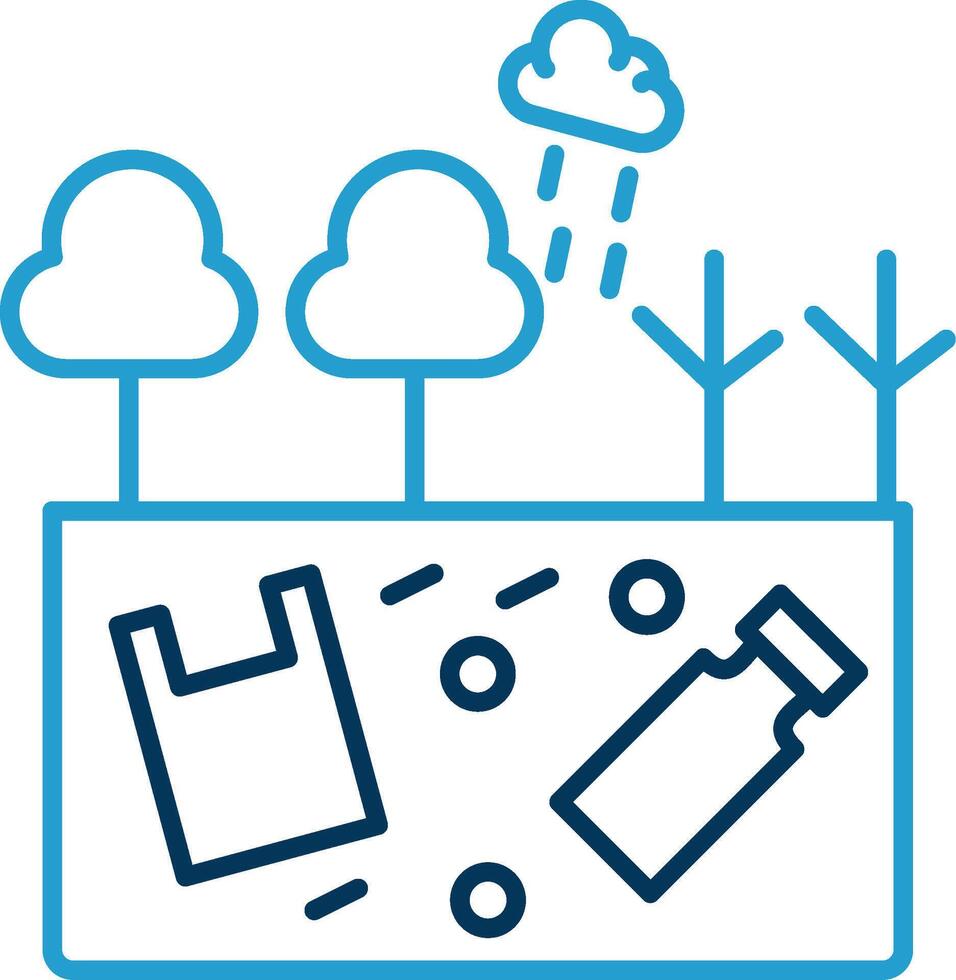 Land Pollution Line Blue Two Color Icon vector