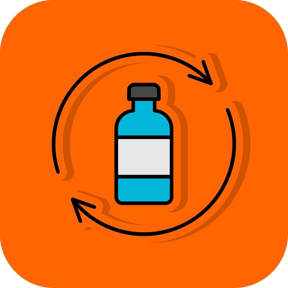 Bottle Recycling Filled Orange background Icon vector