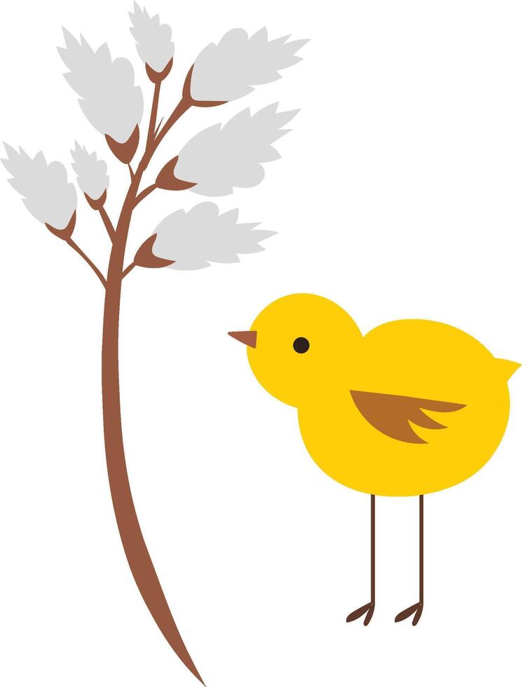 Small yellow bird on white background vector