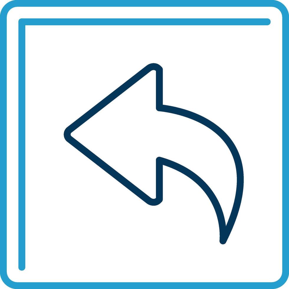 Curved Left Line Blue Two Color Icon vector