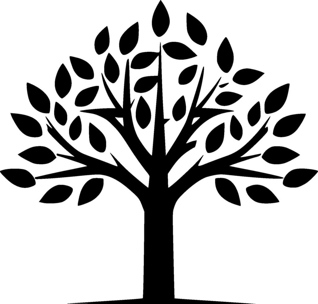 árbol - negro y blanco aislado icono - ilustración vector