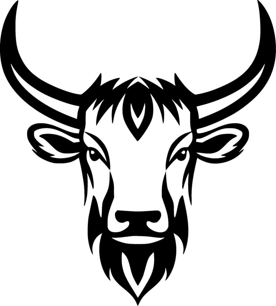 Highland Cow, Black and White illustration vector