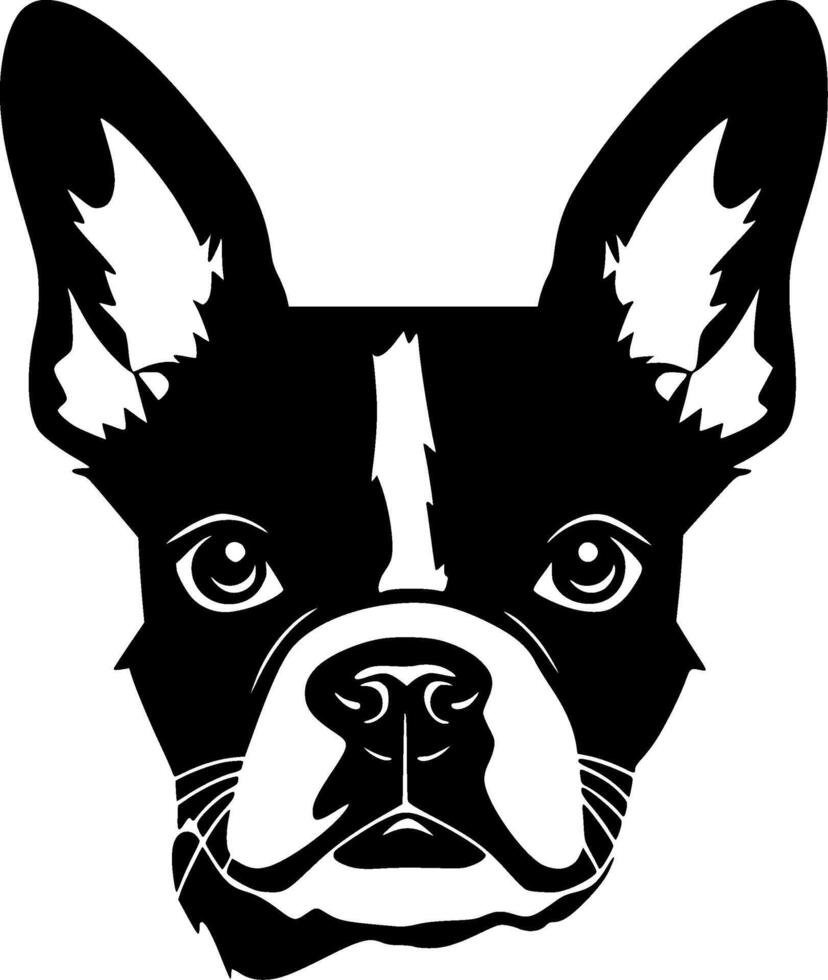 Boston Terrier - Black and White Isolated Icon - illustration vector