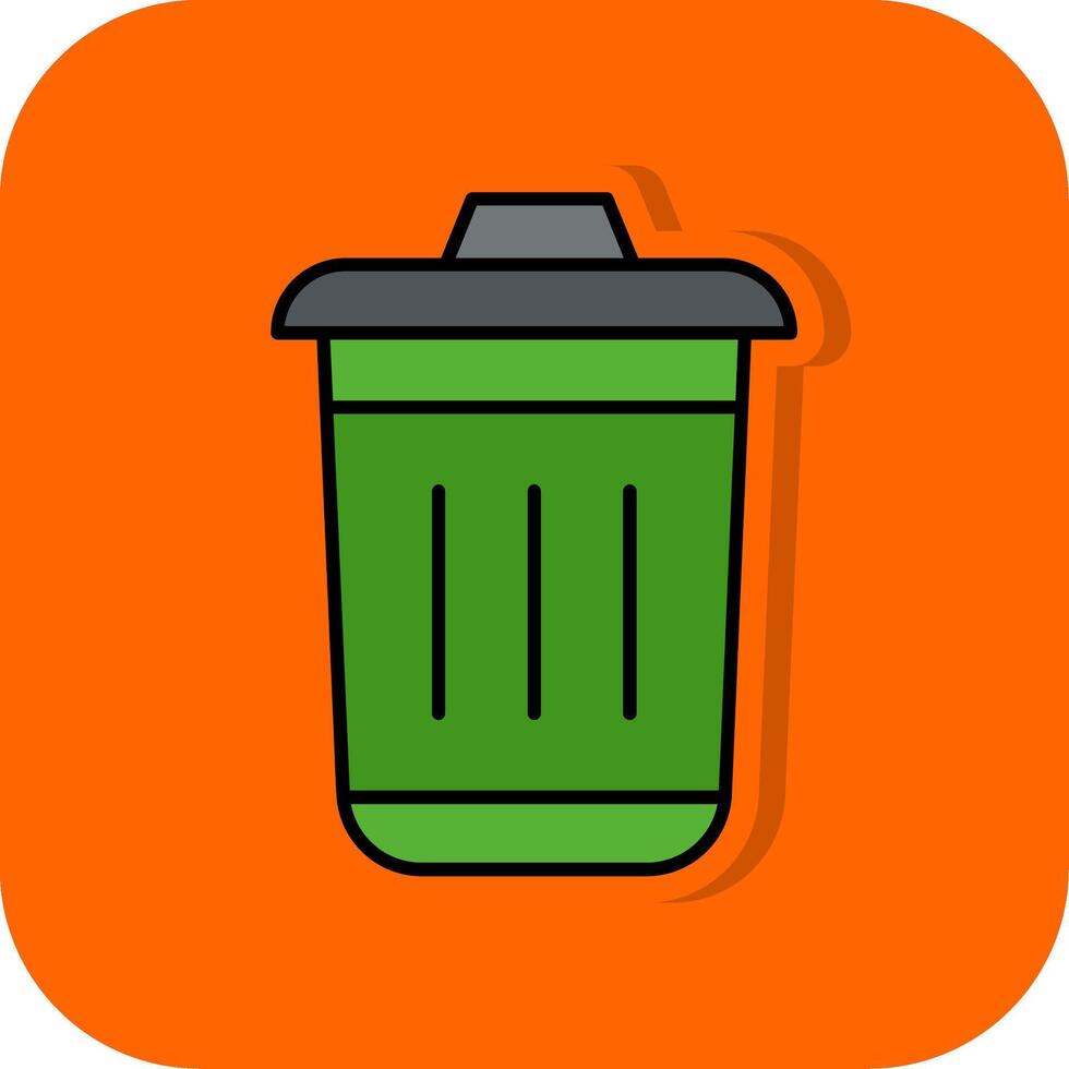 Dustbin Filled Orange background Icon vector