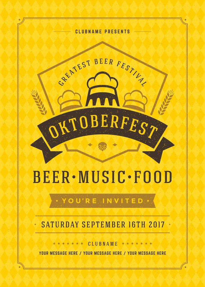 Oktoberfest Festival Poster Highlighting Beer, Music, and Food vector