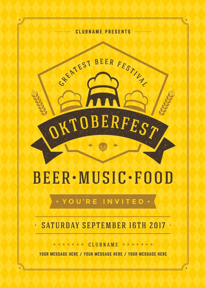 Oktoberfest Festival Poster Highlighting Beer, Music, and Food vector