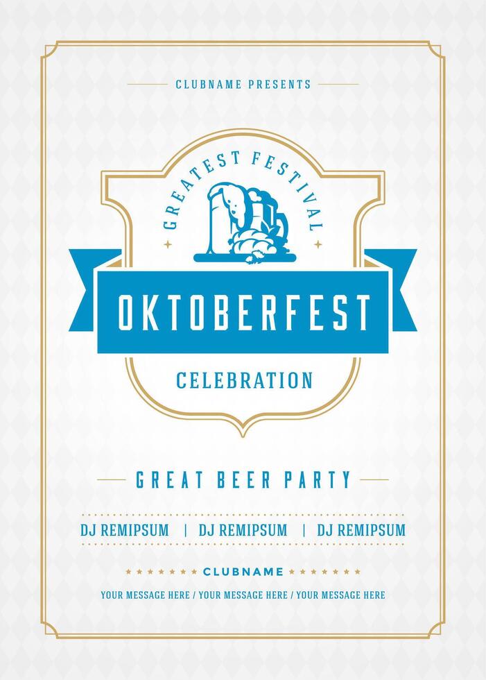 Oktoberfest Festival Poster Highlighting Beer, Music, and Food vector