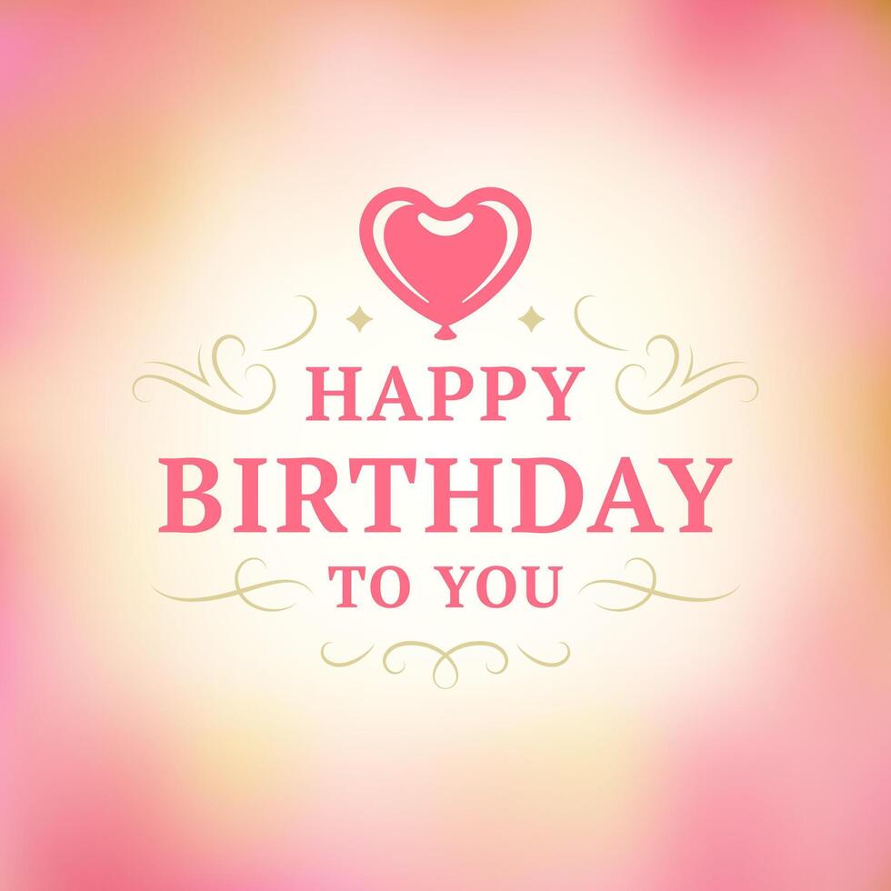 Birthday pink romantic congratulations vintage greeting card typographic template vector