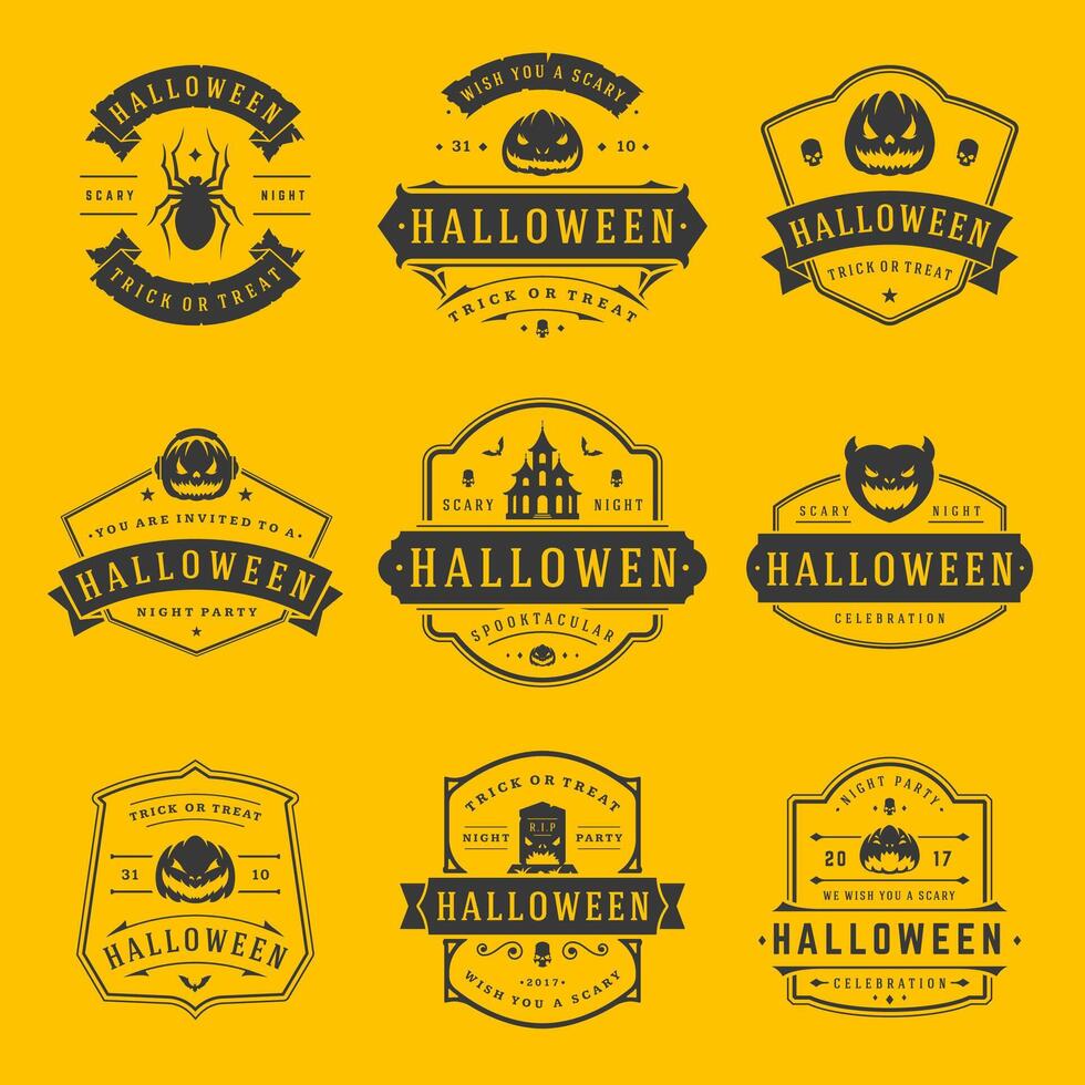 Happy Halloween labels an badges design set. vector