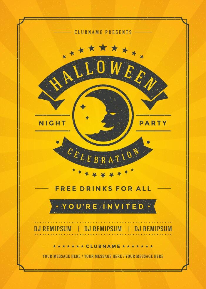 Halloween celebration night party poster or flyer design vector