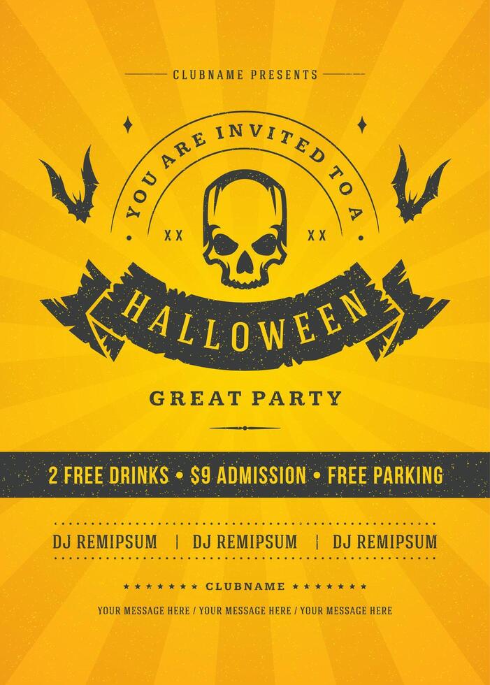 Halloween celebration night party poster or flyer design vector