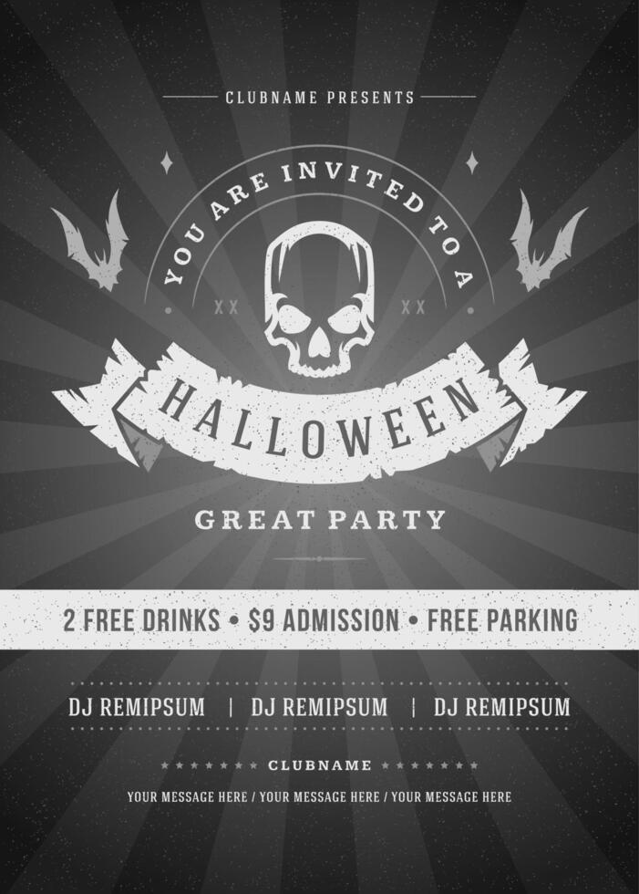 Halloween celebration night party poster or flyer design vector