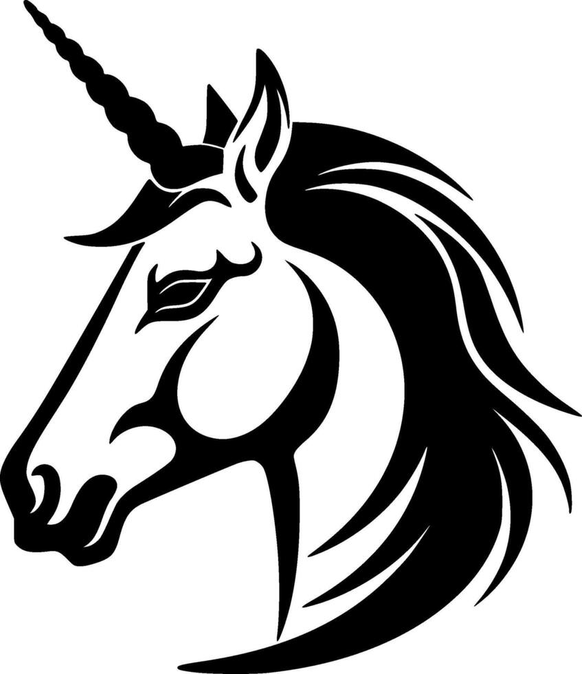 unicornio - negro y blanco aislado icono - ilustración vector