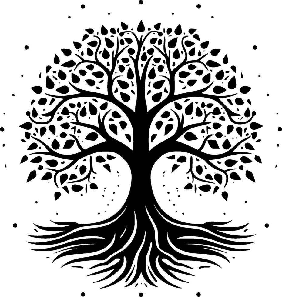 Tree of Life, Black and White illustration vector