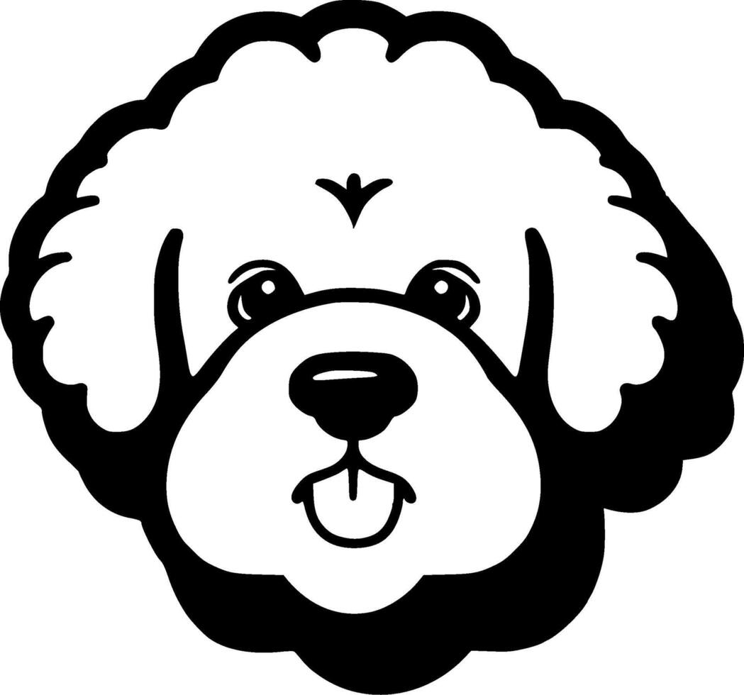 bichón frise - negro y blanco aislado icono - ilustración vector