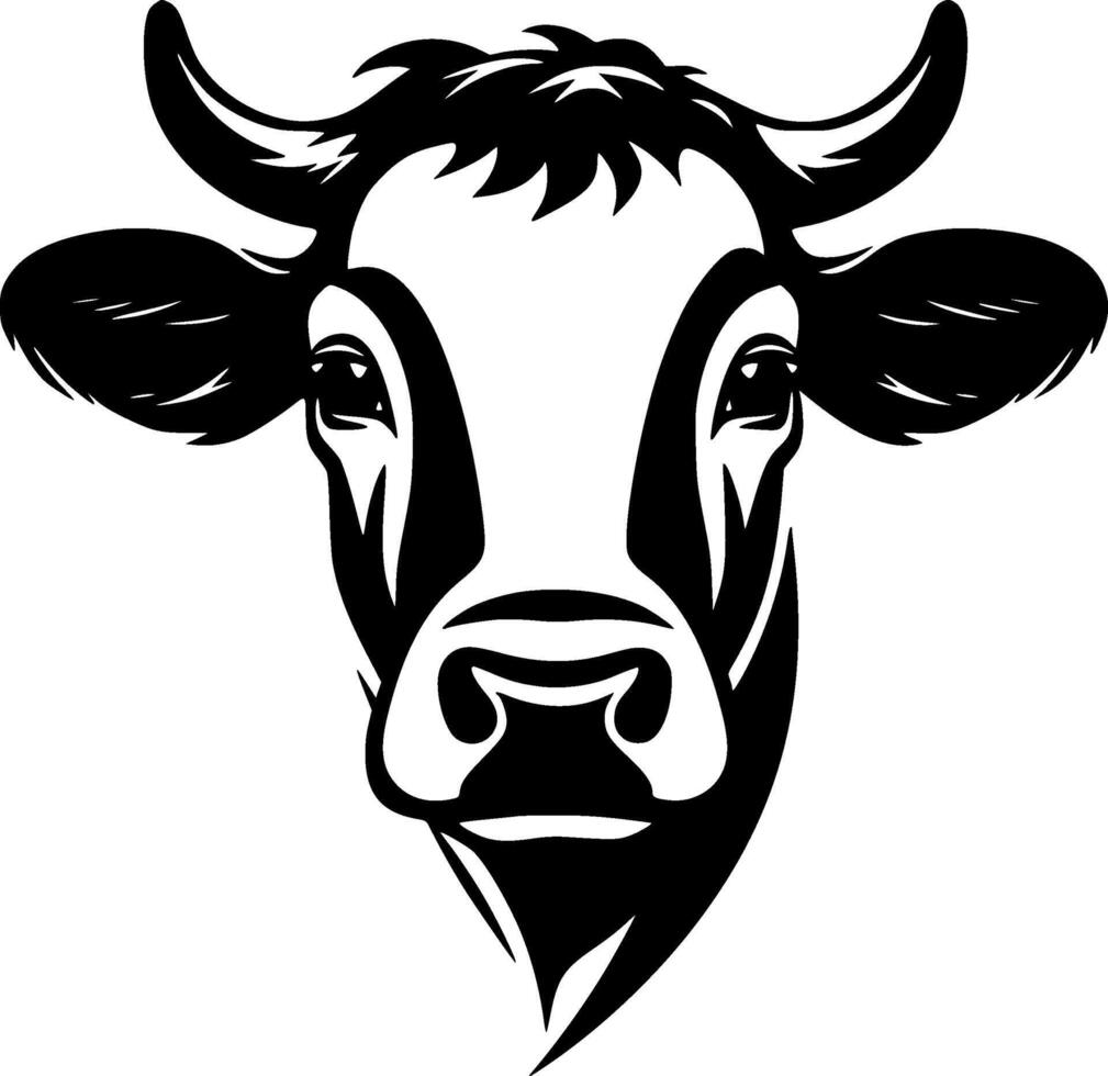 vaca - negro y blanco aislado icono - ilustración vector