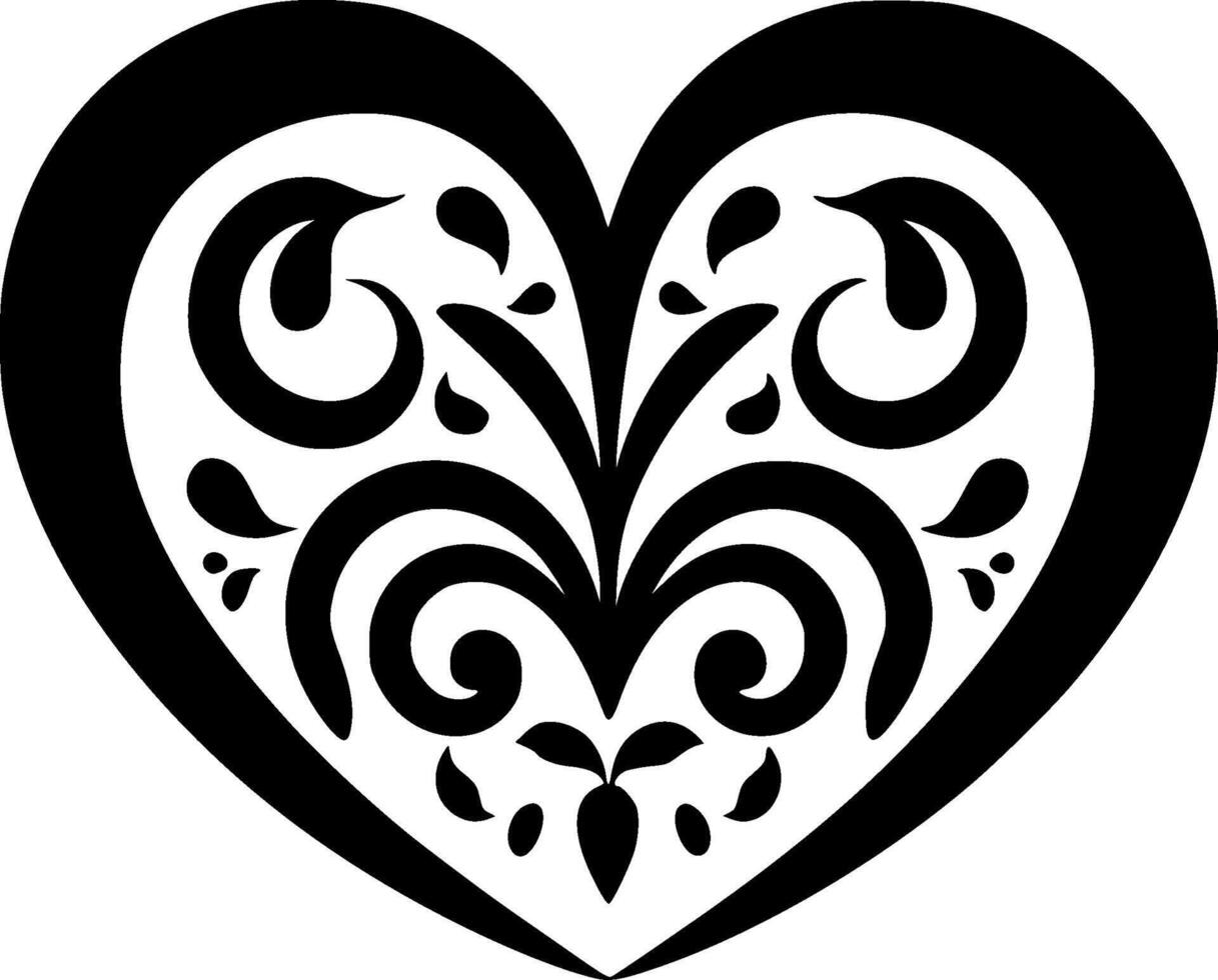 corazón - negro y blanco aislado icono - ilustración vector