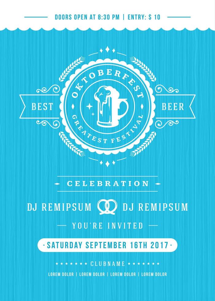 Oktoberfest beer festival celebration retro typography poster or flyer vector