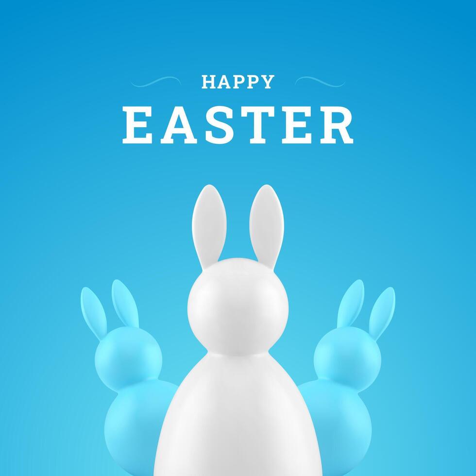 Easter bunny congratulations 3d social media post rabbit festive design template realistic vector