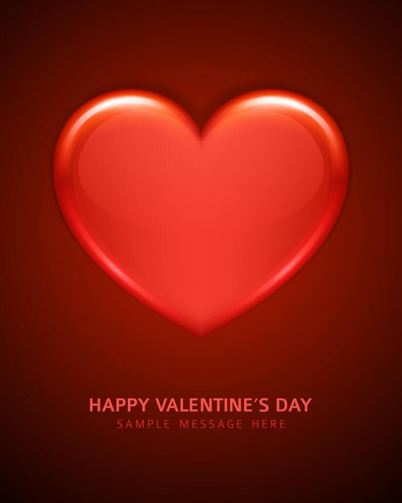Valentines Day Card With Heart on Red Background vector