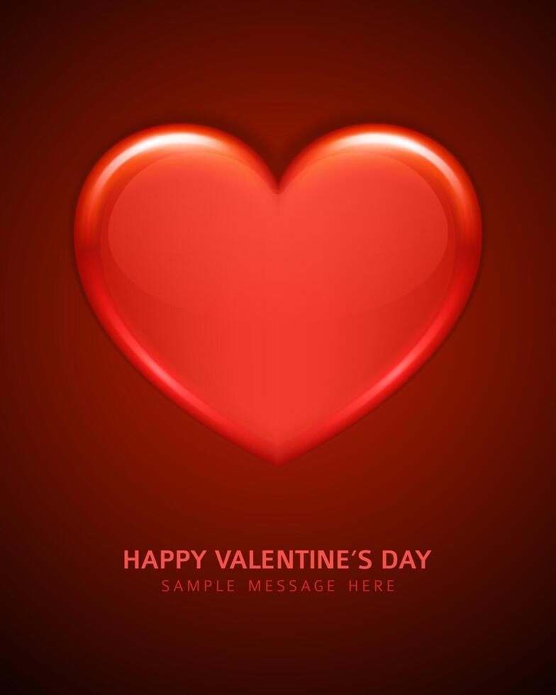 Valentines Day Card With Heart on Red Background vector