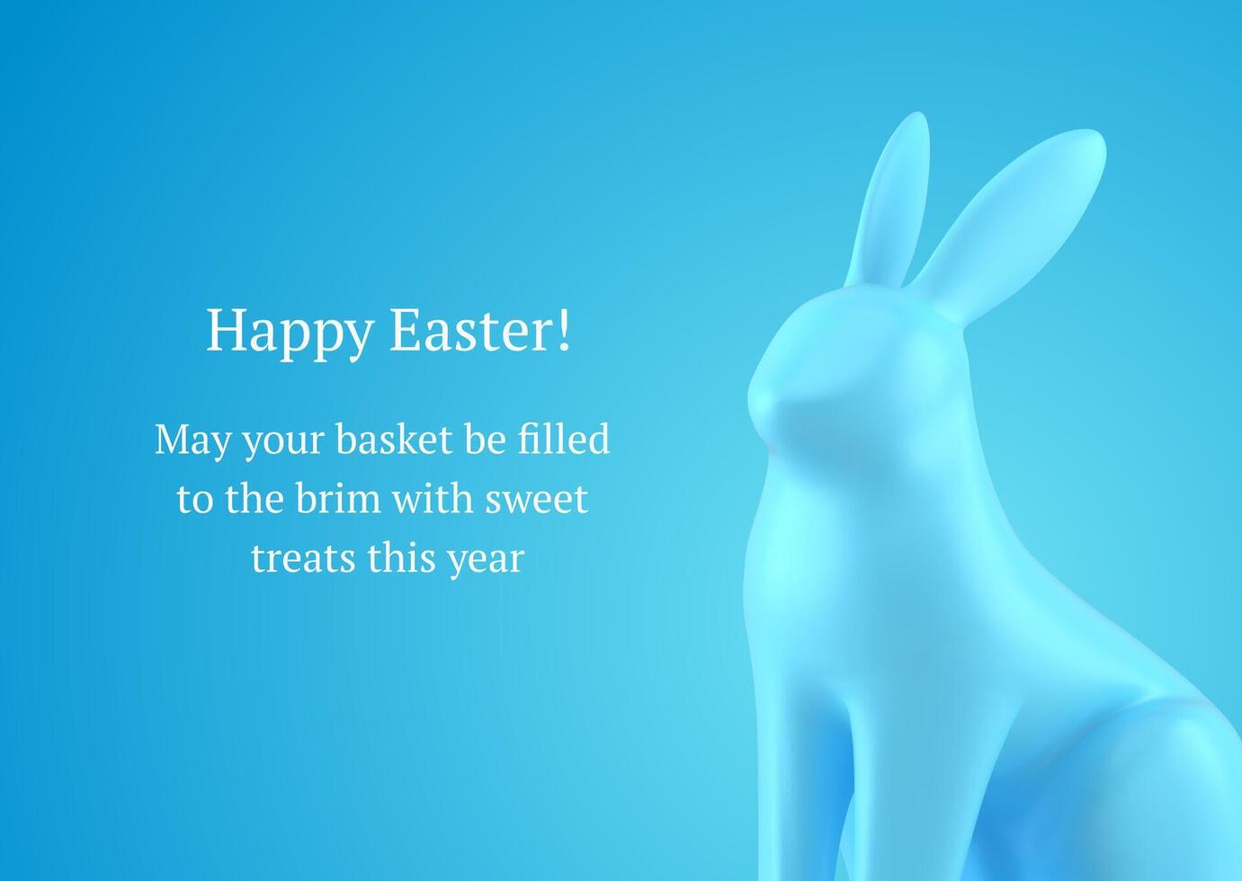 Happy Easter blue bunny bauble 3d greeting card design template congratulations realistic vector