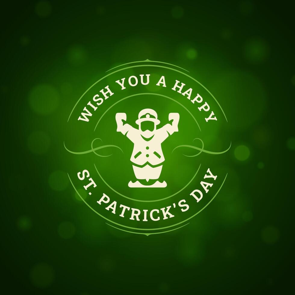 St Patrick's Day Irish leprechaun with beer pub bar social media post template vintage vector