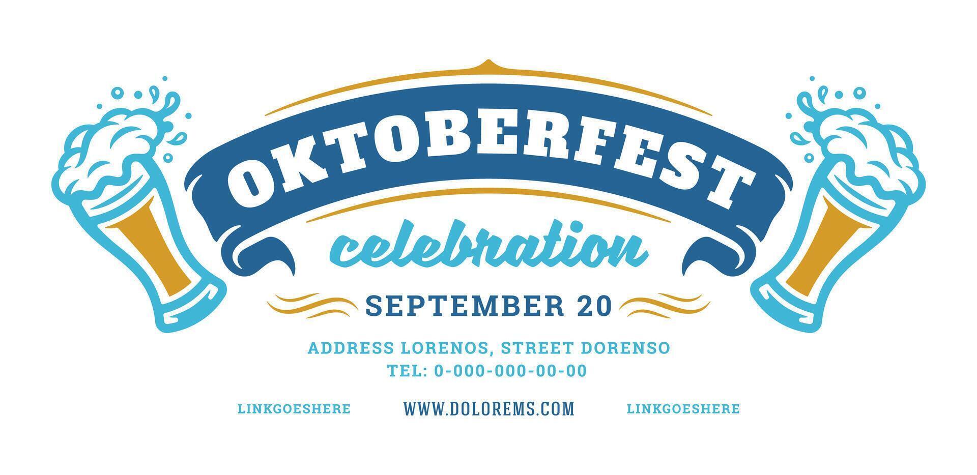 Oktoberfest flyer or banner retro typography template design willkommen zum invitation beer festival celebration. vector