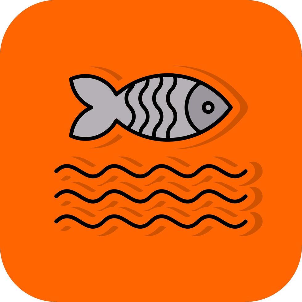 Fish Filled Orange background Icon vector