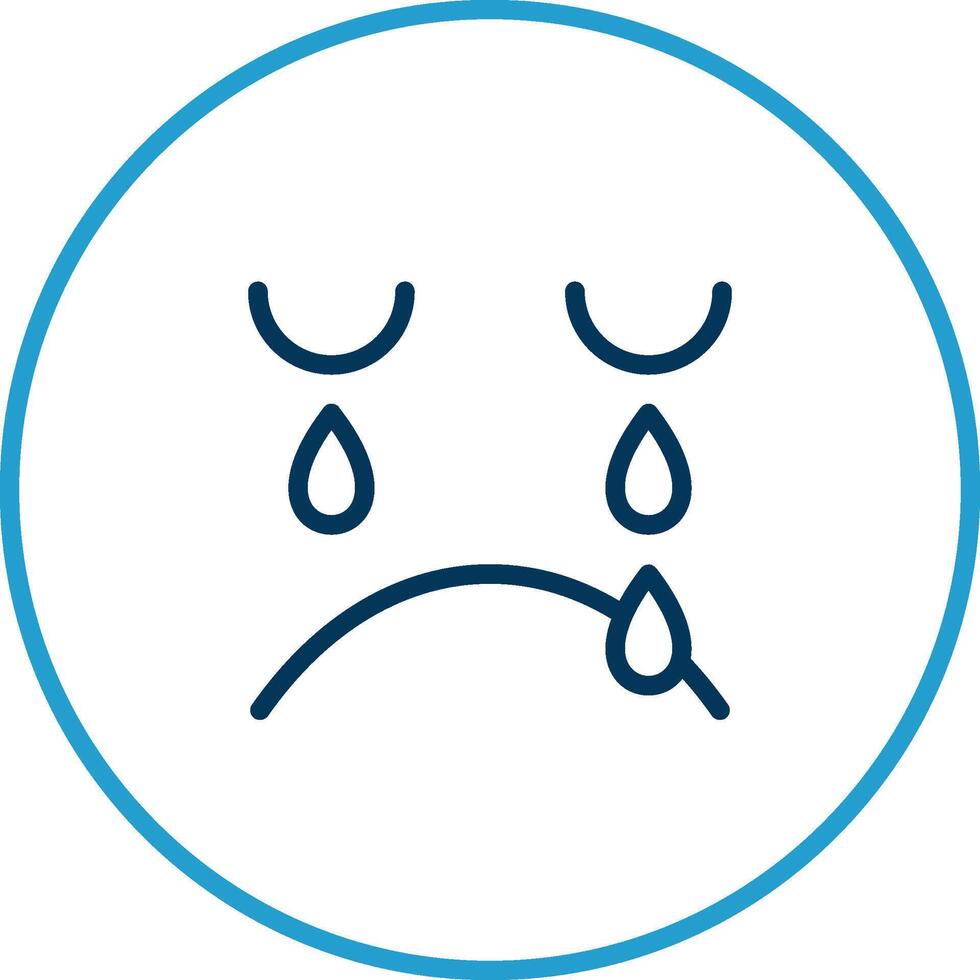 Crying Line Blue Two Color Icon vector